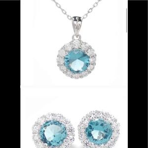 NWT Savvy Cie Rhodium Necklace & Stud Earrings Set